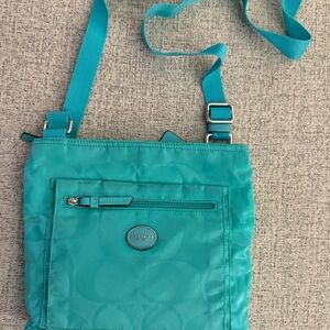Coach Turquoise Crossbody Bag - Signature Nylon Bag